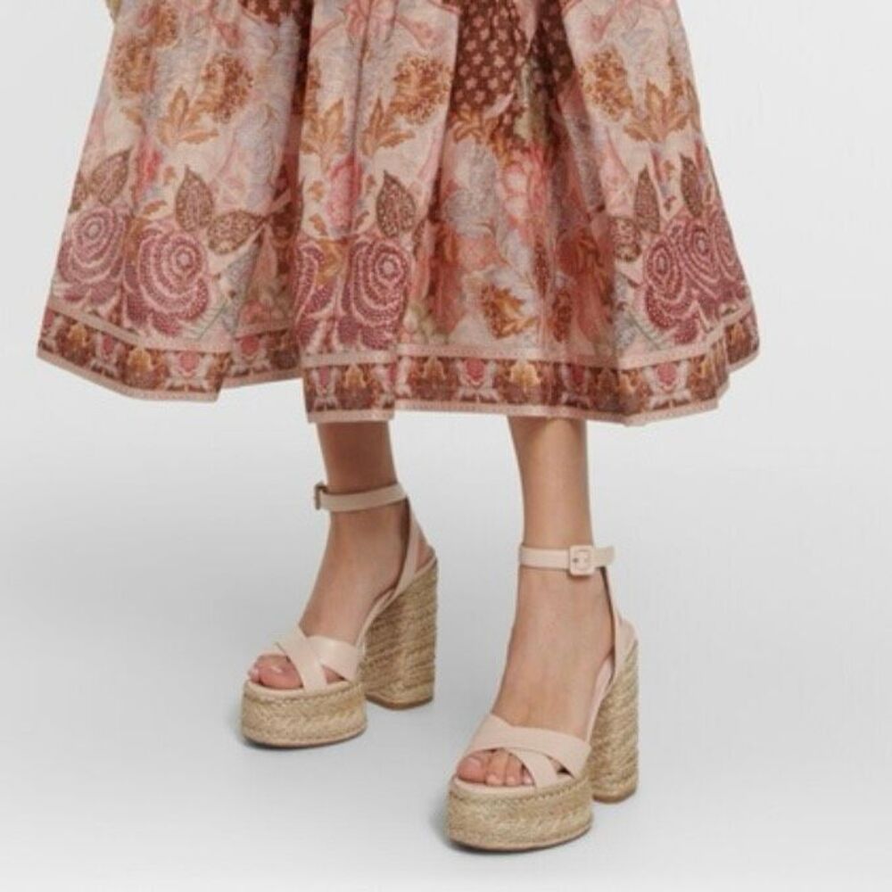 CHRISTIAN LOUBOUTIN Super Mariza Platform Espadrille Block Heels Size 38 Beige - Picture 14 of 15